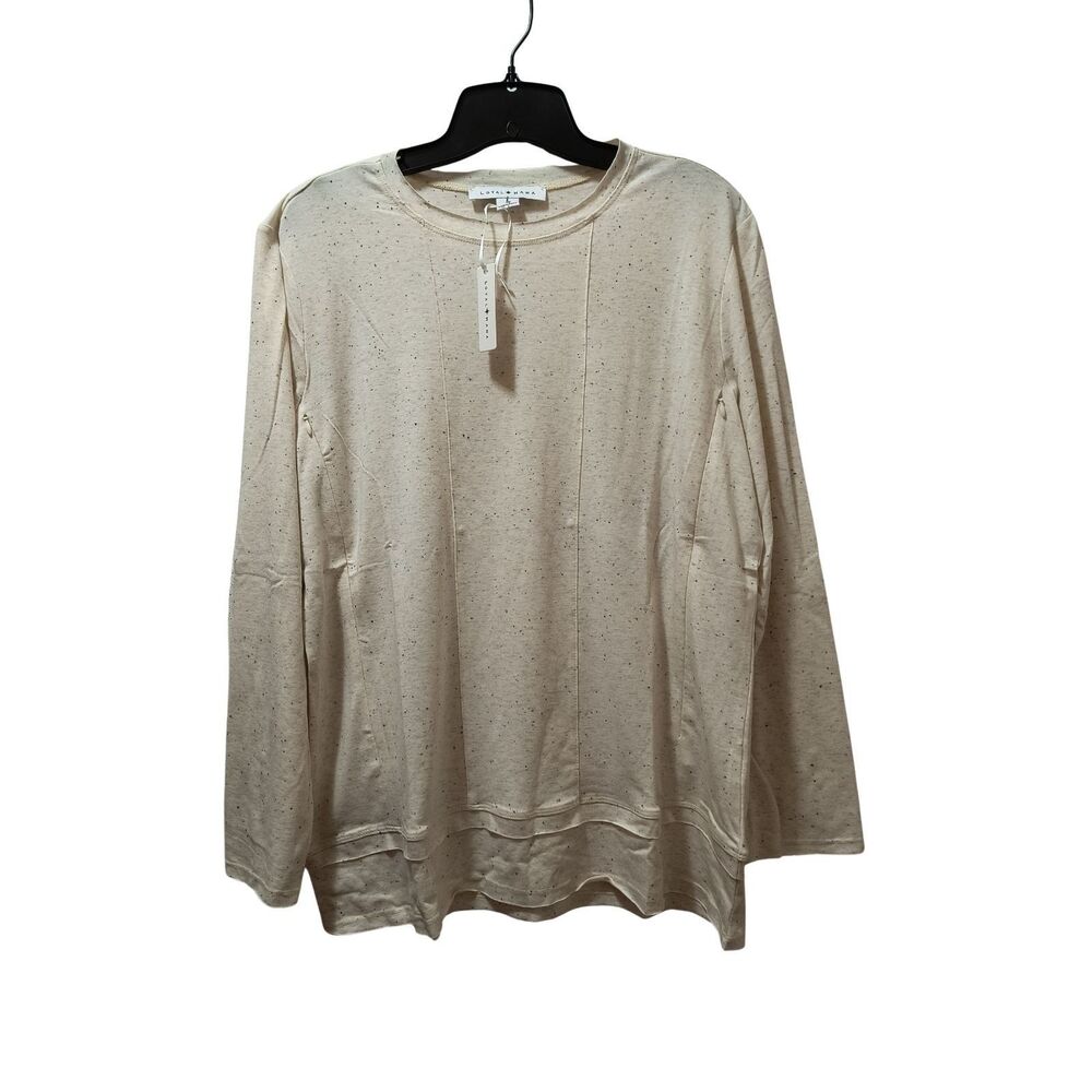Loyal Hana Christy Maternity Nursing Top L Cream Speckled Knit Long Sleeve NWT